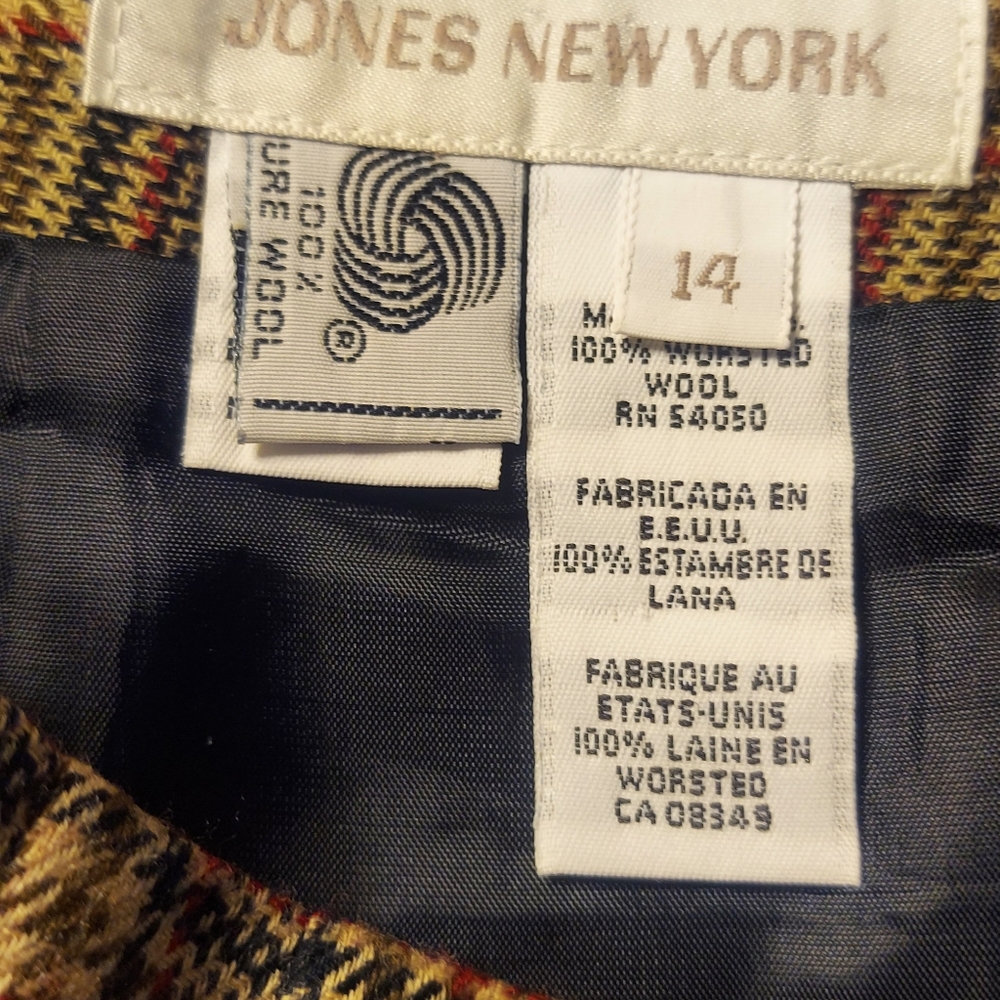 ! Jones New York 100%Wool lined plaid skirt 14 - Picture 7 of 7